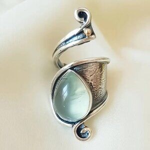 Retro 70s-Inspired Adjustable Open Ring Bold Statement Ring Simulated Gemstone